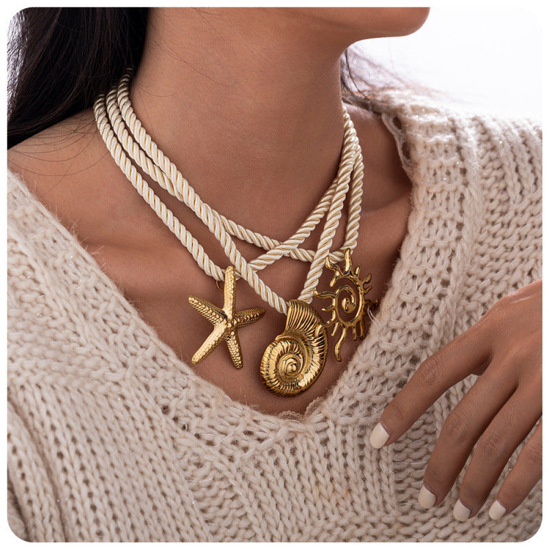 starfish necklace conch sun thick rope necklace