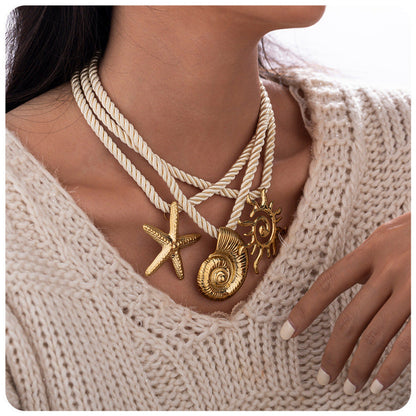 starfish necklace conch sun thick rope necklace