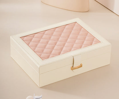 Diamond lattice leather color matching jewelry box