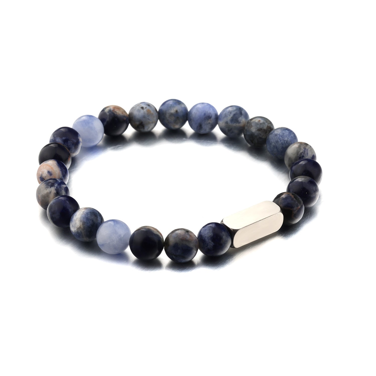 Stainless steel engraved beaded bracelet