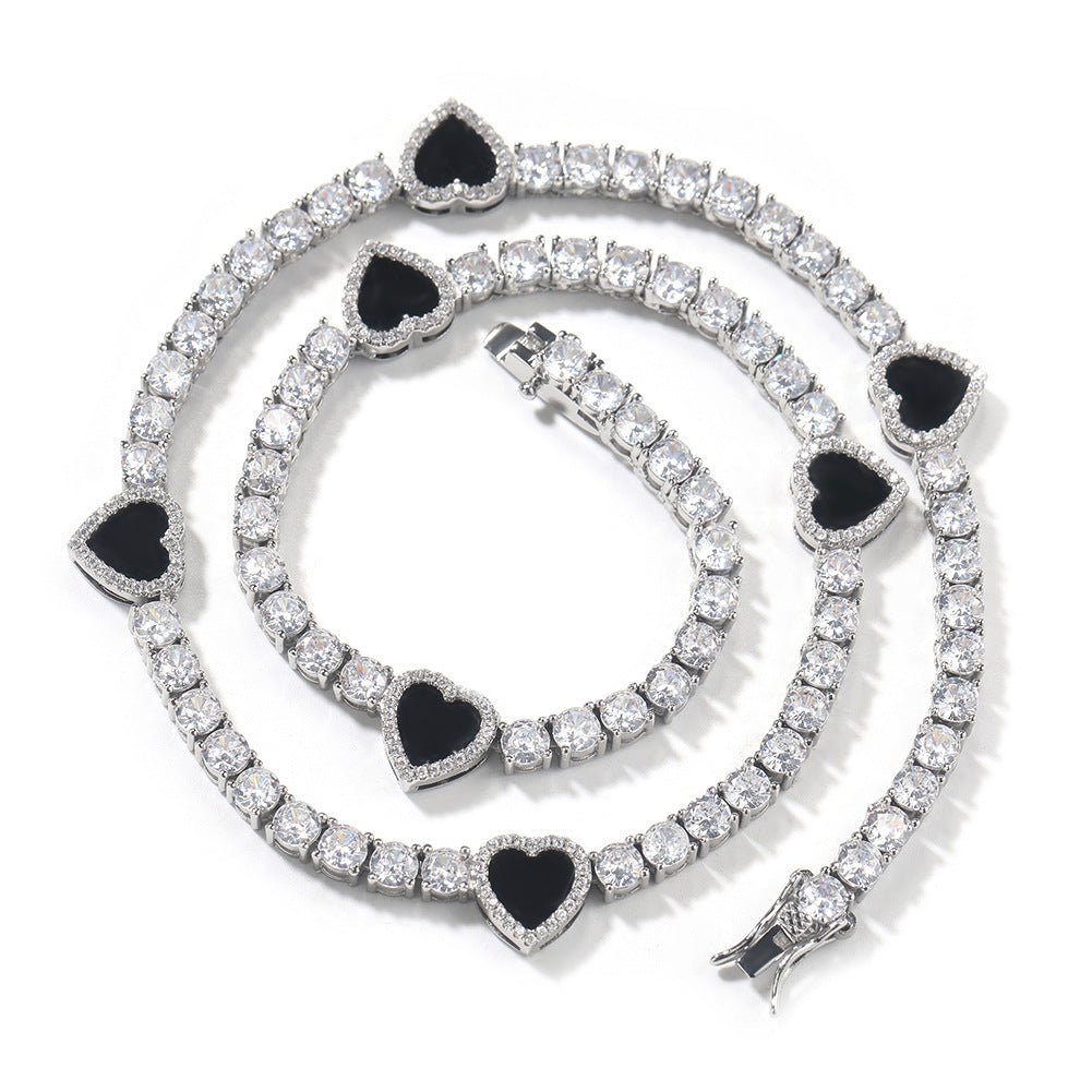 Colorful love tennis chain high-end zircon necklace bracelet