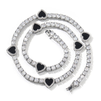 Colorful love tennis chain high-end zircon necklace bracelet