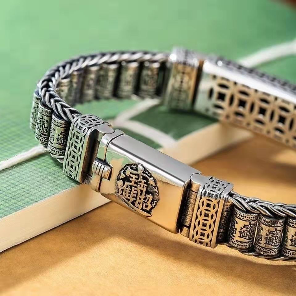 Brave troops silver rotating bead bracelet