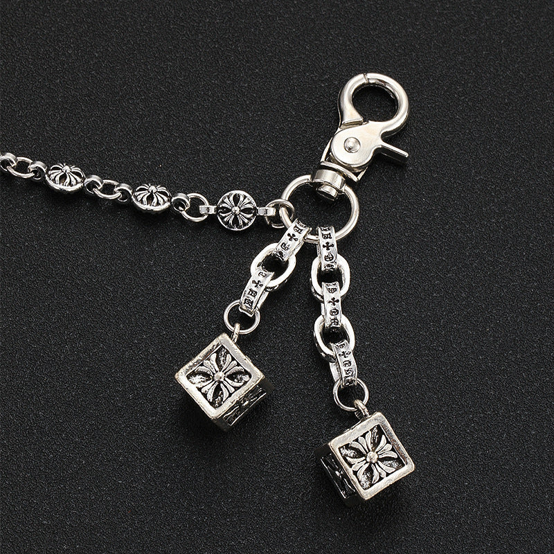 Retro cross flower ball bag chain
