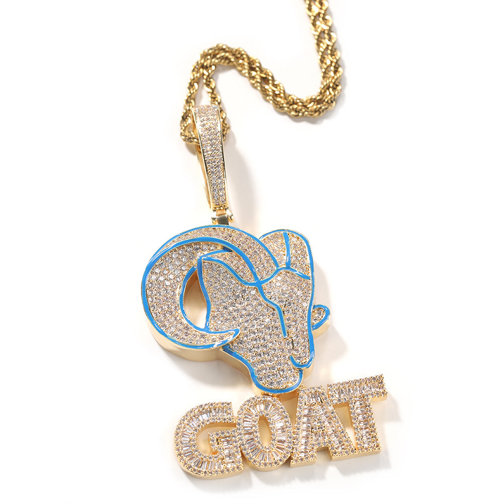 Goat Animal Diamond Pendant Men&