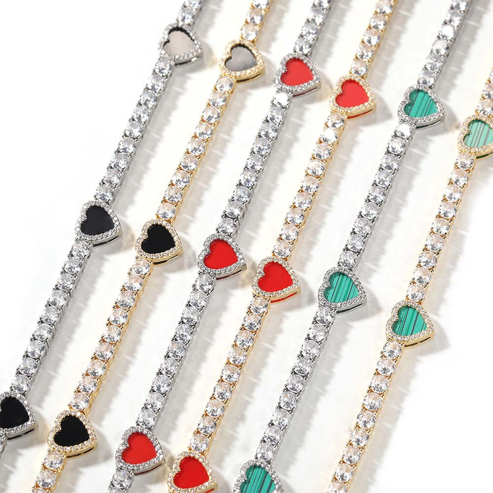 Colorful love tennis chain high-end zircon necklace bracelet