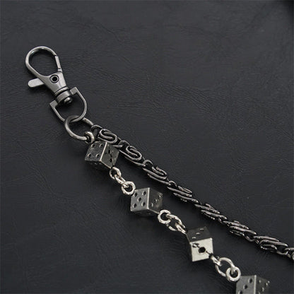 Carved leather dice vintage double-layer trouser chain waist chain
