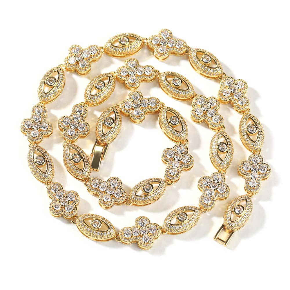Diamond eye cross high-end feeling necklace