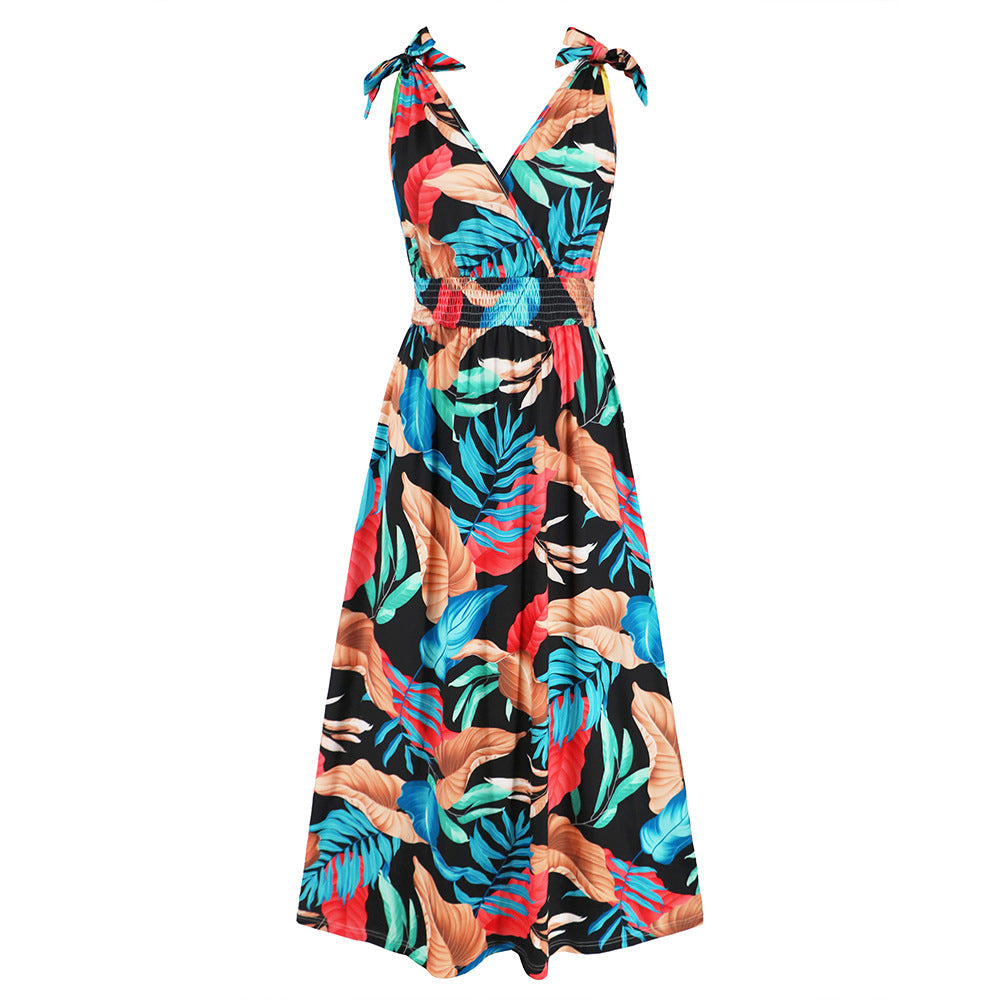 Hawaiian Beach Dress Summer Print Long Skirt Women&