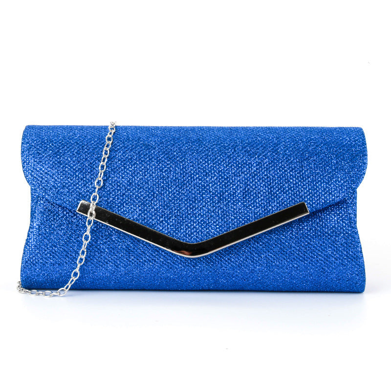 V-shaped metal strip flashing fashion evening bag