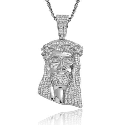Micro Paved Zircon Jesus Head Hip Hop Men&