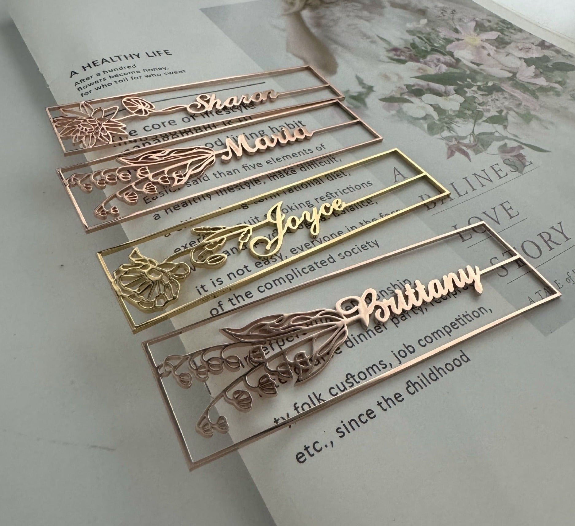 customized birthday flower name bookmark