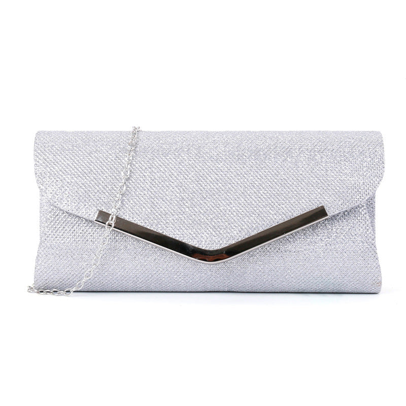 V-shaped metal strip flashing fashion evening bag
