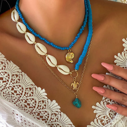 starfish necklace shell conch tassel multi-layer necklace