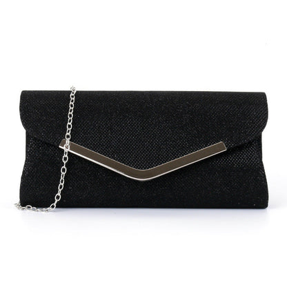 V-shaped metal strip flashing fashion evening bag