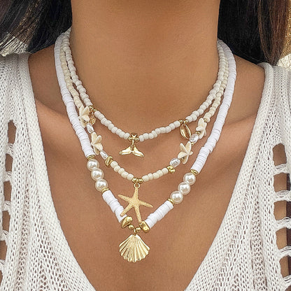starfish necklace shell rice bead gravel necklace