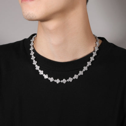 mens gold cross moissanite chain necklace
