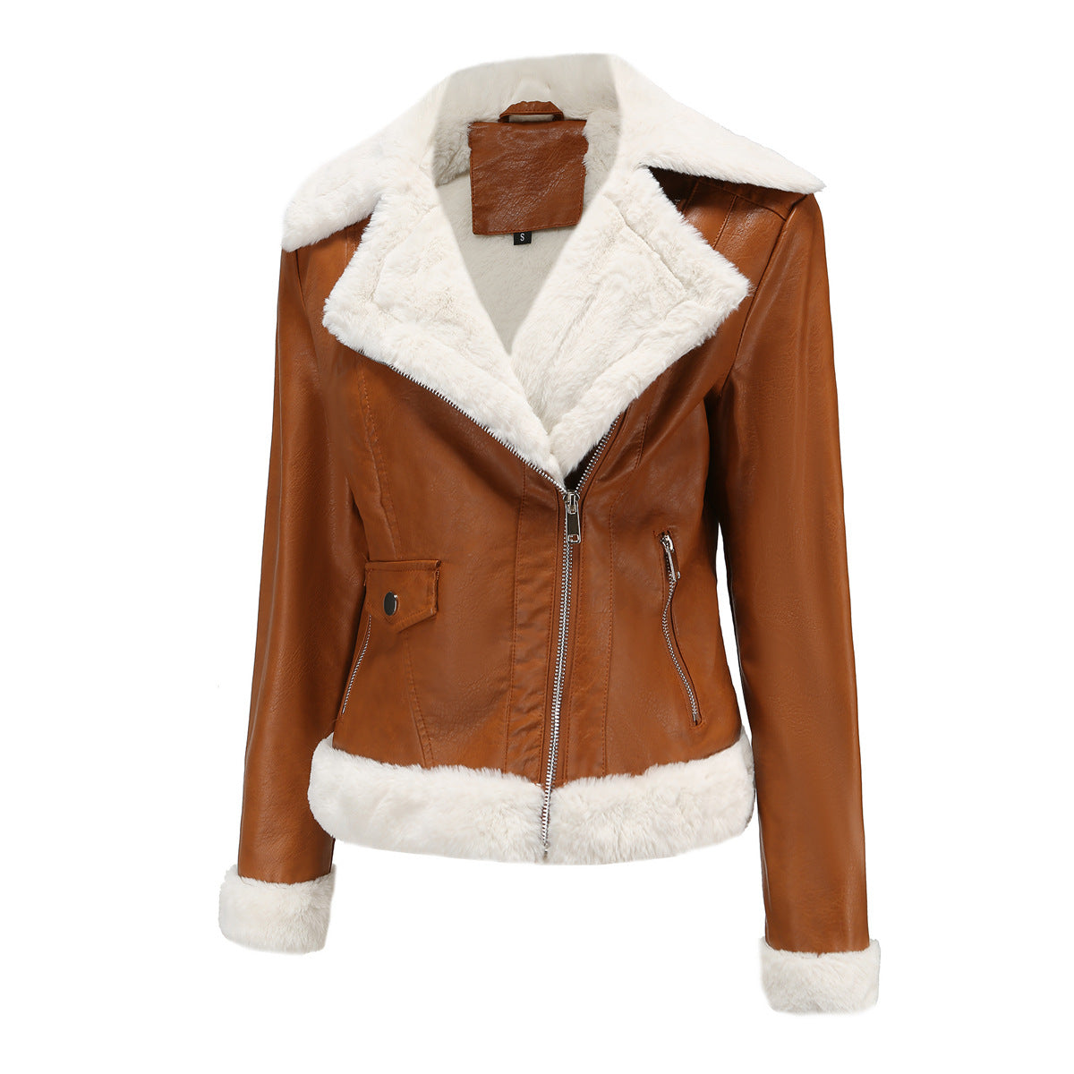 Autumn and winter fleece leather women&