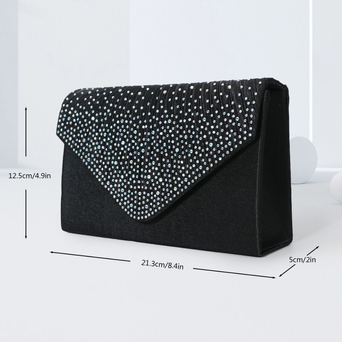 Colorful hot diamond black clutch