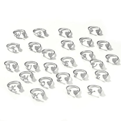 Hip-hop zircon-encrusted 26 English letters ring