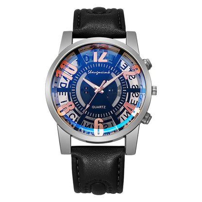 Large-dial, hollow-out blue-light men&