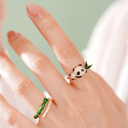 Cute panda bamboo ring girlfriends gift