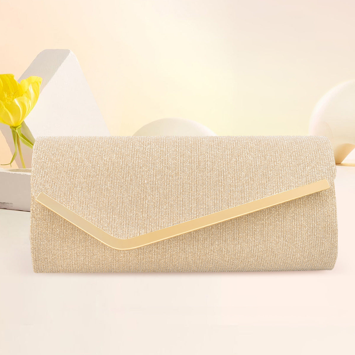 Round bottom metal flap versatile cosmetic bag
