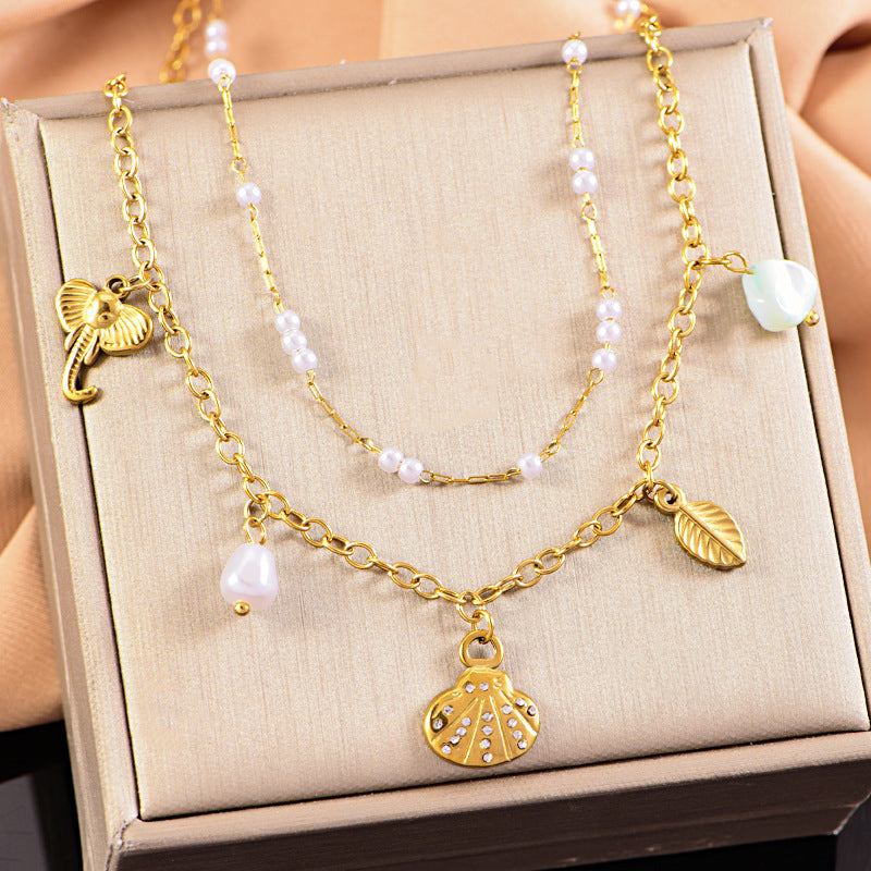 starfish necklace, ocean series millet pearl necklace