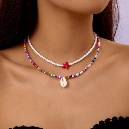 starfish necklace pearl multi-layer stacking necklace