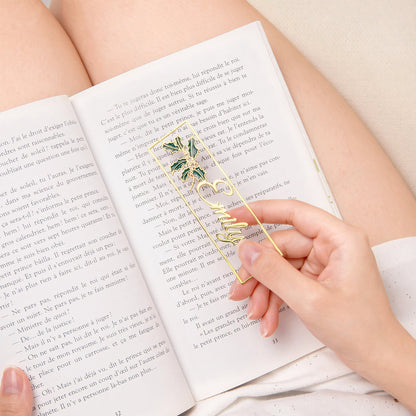 customized birthday flower name Color dripping oil bookmark