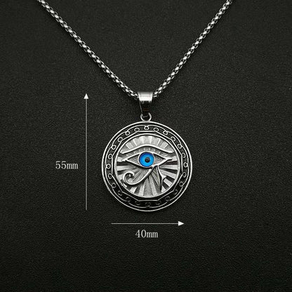 Eye of Horus Gold Blue Eye Medal Pendant