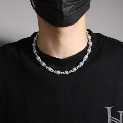 mens gold 5A Zirconia Ball chain necklace