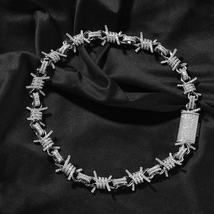 Wire chain diamond thorn necklace bracelet