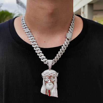 Micro Paved Zircon Jesus Head Hip Hop Men&