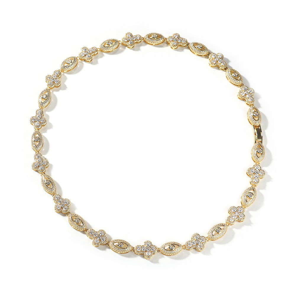Diamond eye cross high-end feeling necklace