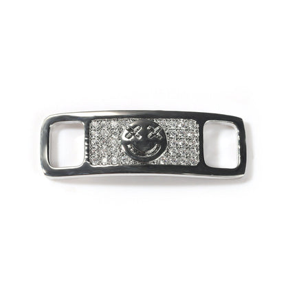 Hip-hop zircon cross smiling face broken heart shoe buckle