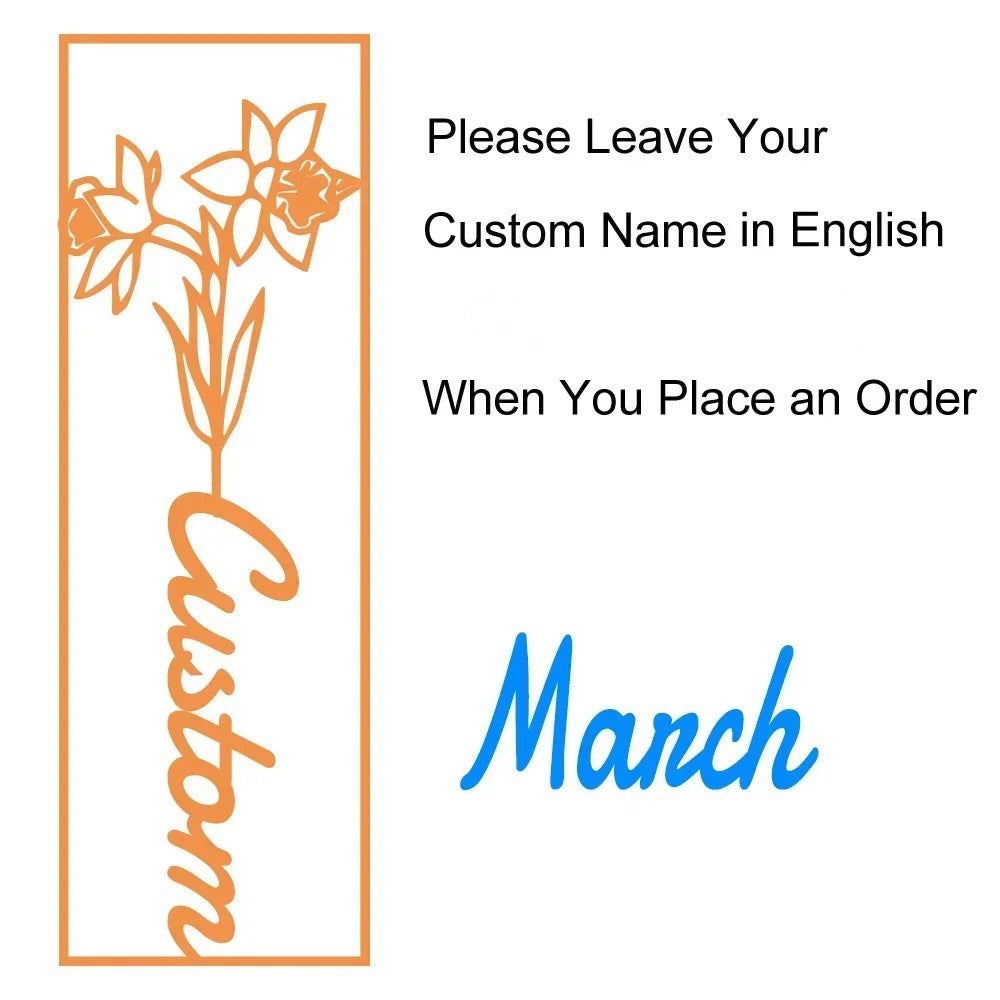 customized birthday flower name bookmark