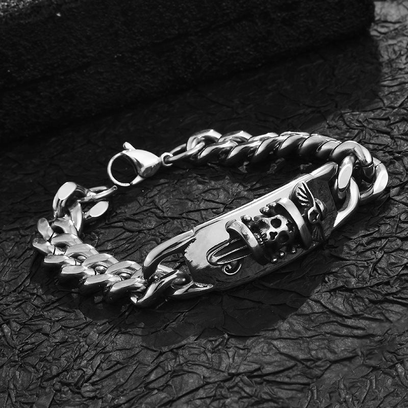Pirates of the Caribbean skull dagger stainless steel bracelet
