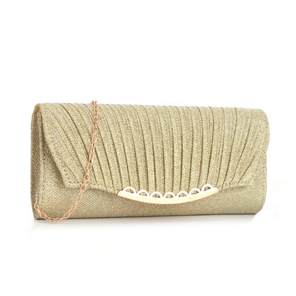 Pleated stitching chain crossbody Clutch Handbag