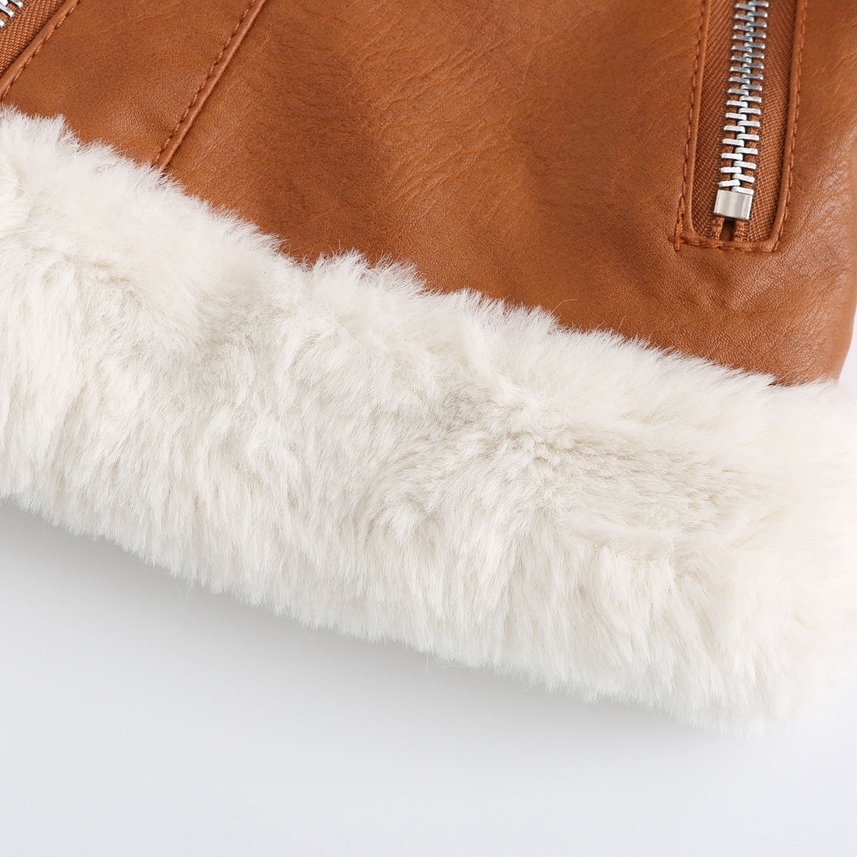 Autumn and winter fleece leather women&