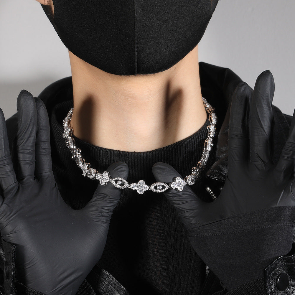 Diamond eye cross high-end feeling necklace