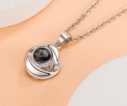 Rose Flower Photo Projection Necklace