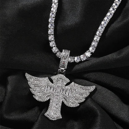 Angel Wings Cross Diamond Pendant