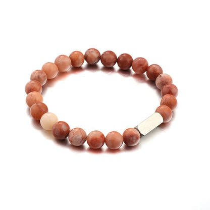Stainless steel engraved beaded bracelet