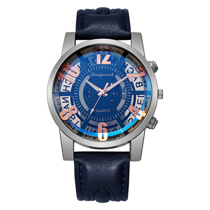 Large-dial, hollow-out blue-light men&