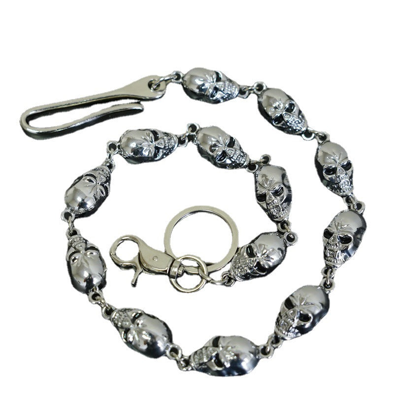 Punk metal big ghost head hip-hop pants chain