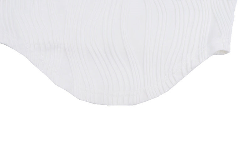 Autumn &amp; Winter long-sleeved U-neck water ripple slim fit top T-shirt