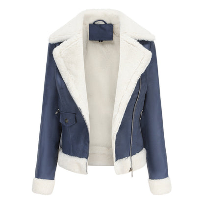 Autumn and winter fleece leather women&