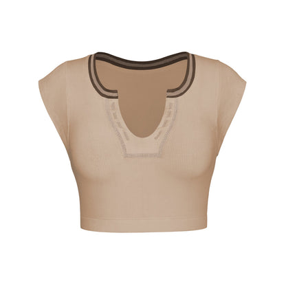 Slim Fit Ultra Short Sexy Spicy Girls Top Knitted Thread T-shirt