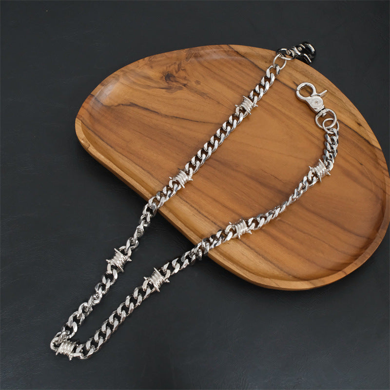 Stainless steel thorn titanium steel Cuban chain trouser chain